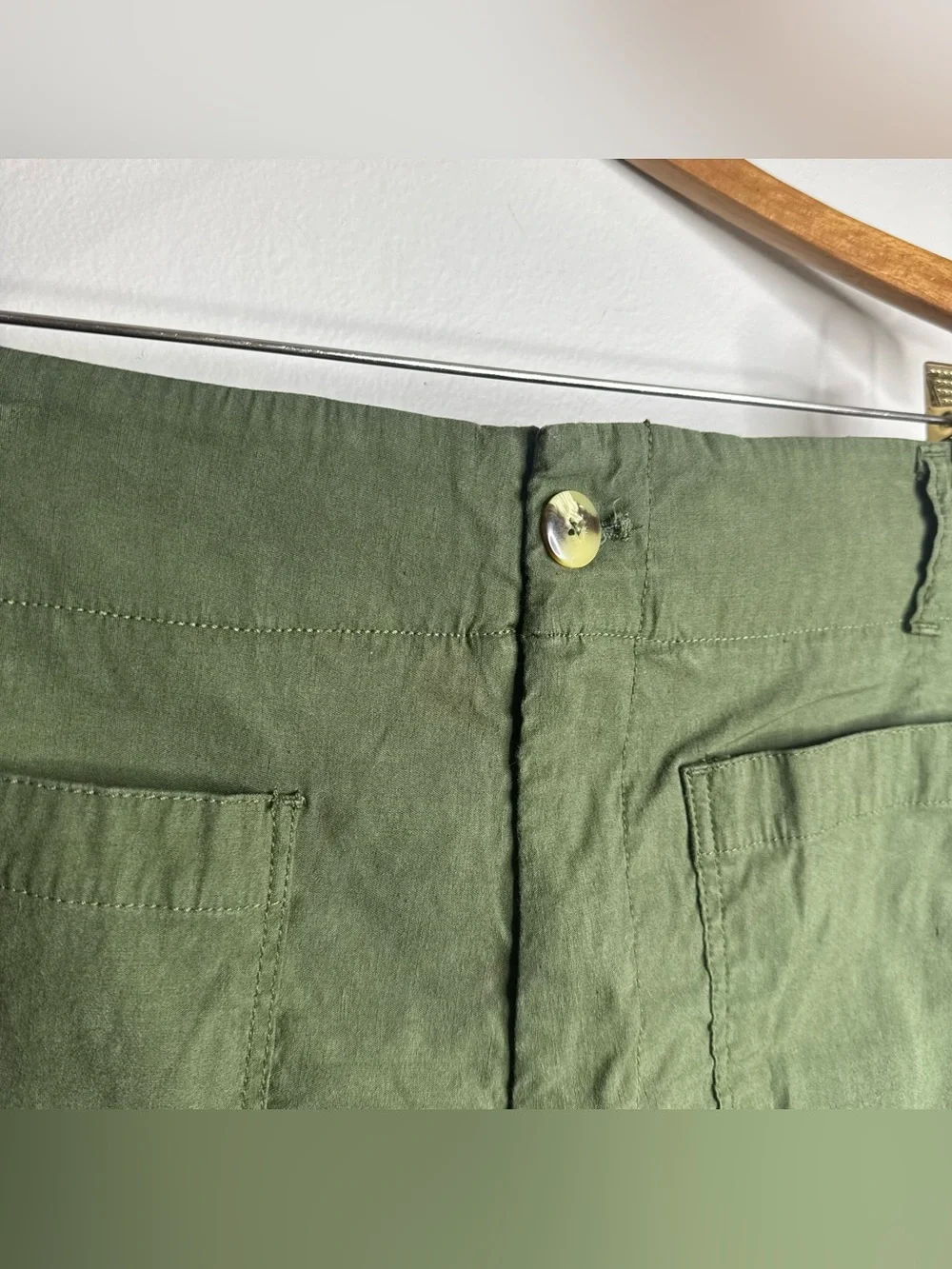 Anthropologie Maeve Green Colette Shorts High Rise Stretch Size 32
